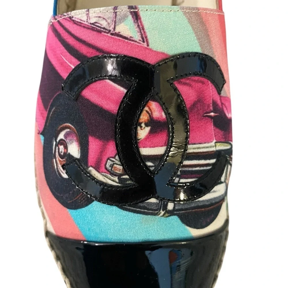 Chanel Colorful Car Print Espadrilles